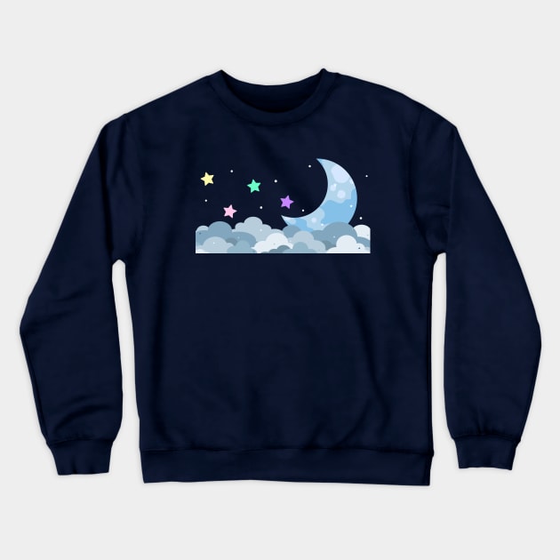 Dreamy Moon Cloud in the Night Sky - Aesthetic Logo Design Crewneck Sweatshirt by Al-loony